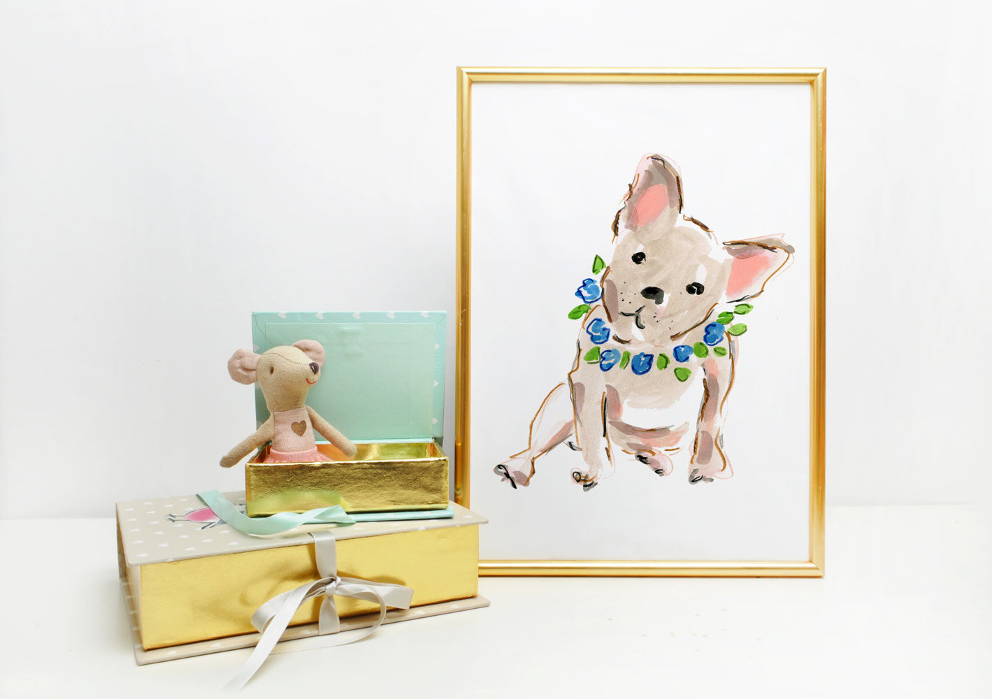 Benny Bulldog Art Print - Dog Illustrations Wall Art Collection-Di Lewis