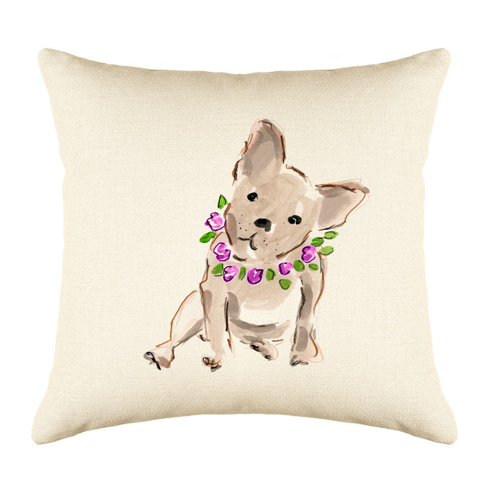 Bertie Bulldog Throw Pillow Cover - Dog Illustration Throw Pillow Cover Collection-Di Lewis