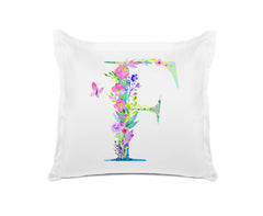Floral Watercolor Monogram Letter F Pillowcase
