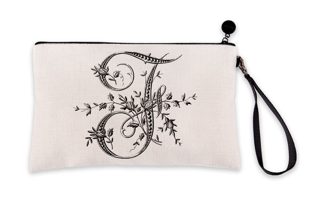 Vintage French Monogram Letter F Makeup Bag