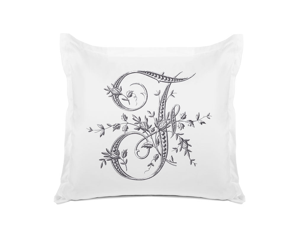 Vintage French Monogram Letter F Pillowcase