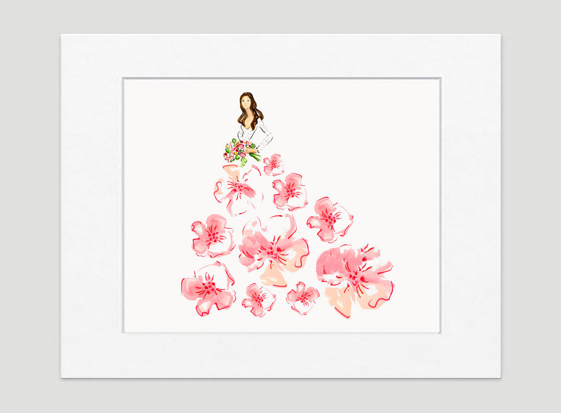 Fashionista Pink Peach Art Print - Fashion Illustration Wall Art Collection-Di Lewis