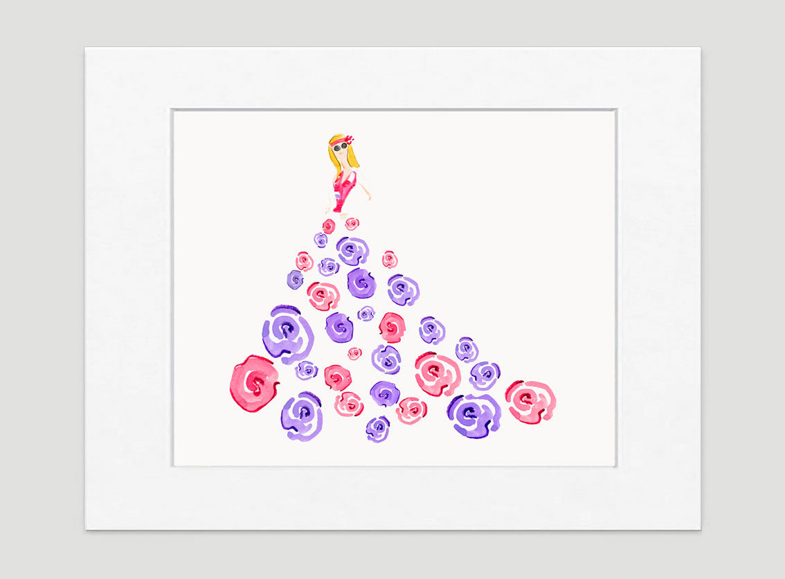 Fashionista Purple Pink Art Print - Fashion Illustration Wall Art Collection-Di Lewis