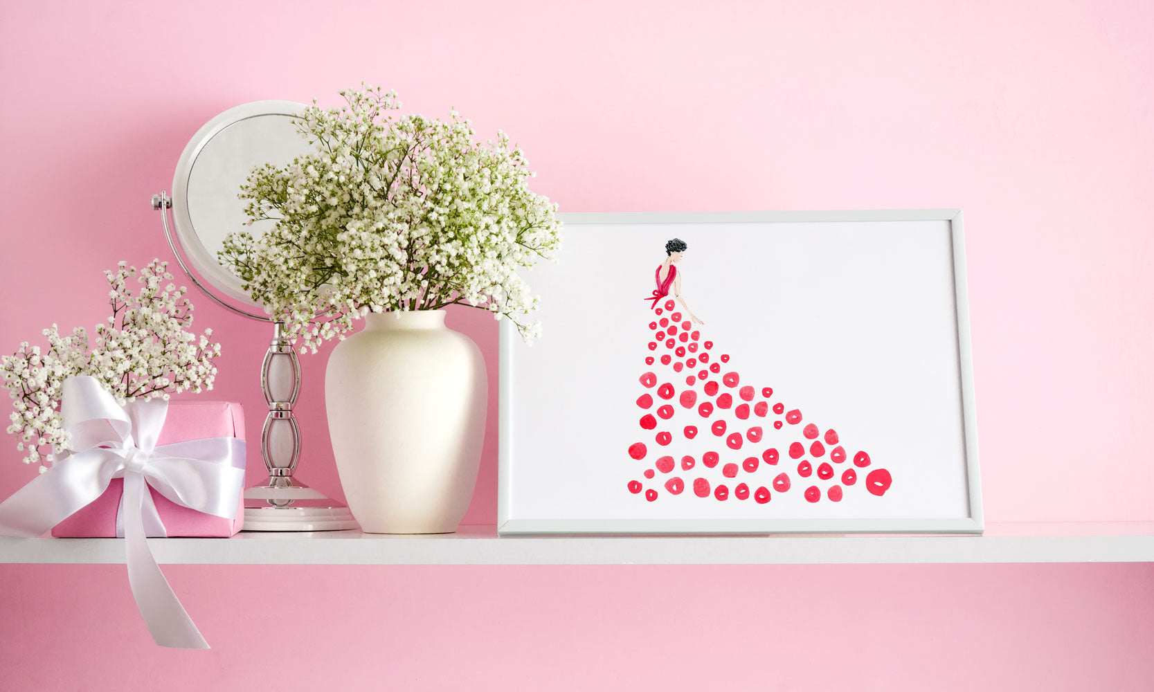 Fashionista Red Art Print - Fashion Illustration Wall Art Collection-Di Lewis