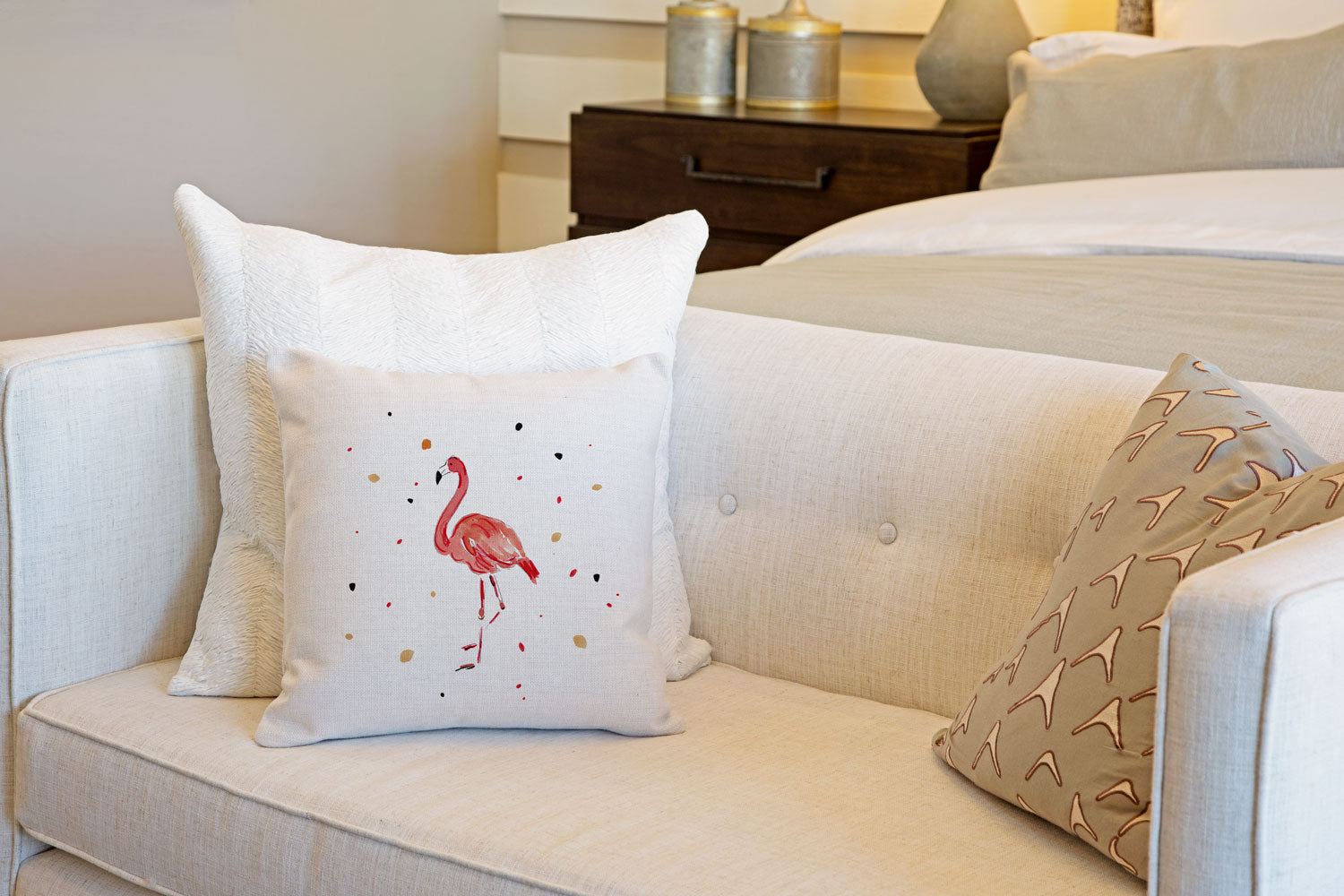 Fergie Flamingo Throw Pillow Cover - Animal Illustrations Throw Pillow Cover Collection-Di Lewis