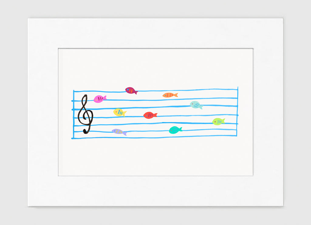 Musical Fish Notes Art Print - Kids Wall Art Collection Fish Notes Art Print - Kids Wall Art Collection-Di Lewis
