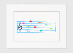 Fish Notes Art Print - Kids Wall Art Collection-Di Lewis