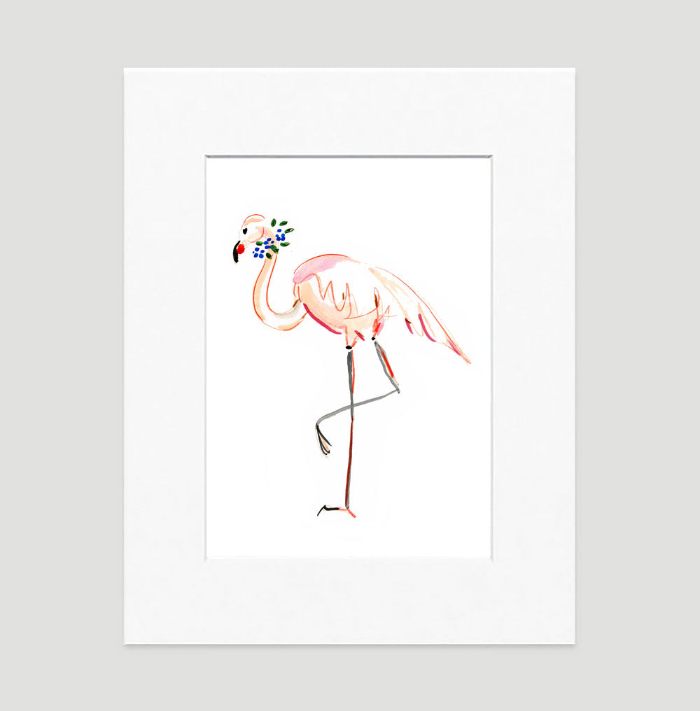 Blue Flamingo Art Print - Animal Illustrations Wall Art Collection Flora Flamingo Art Print - Animal Illustrations Wall Art Collection-Di Lewis