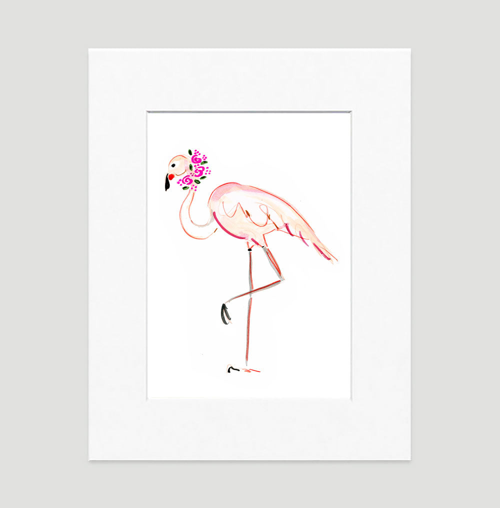 Pink Flamingo Art Print - Animal Illustrations Wall Art Collection Fannie Flamingo Art Print - Animal Illustrations Wall Art Collection-Di Lewis