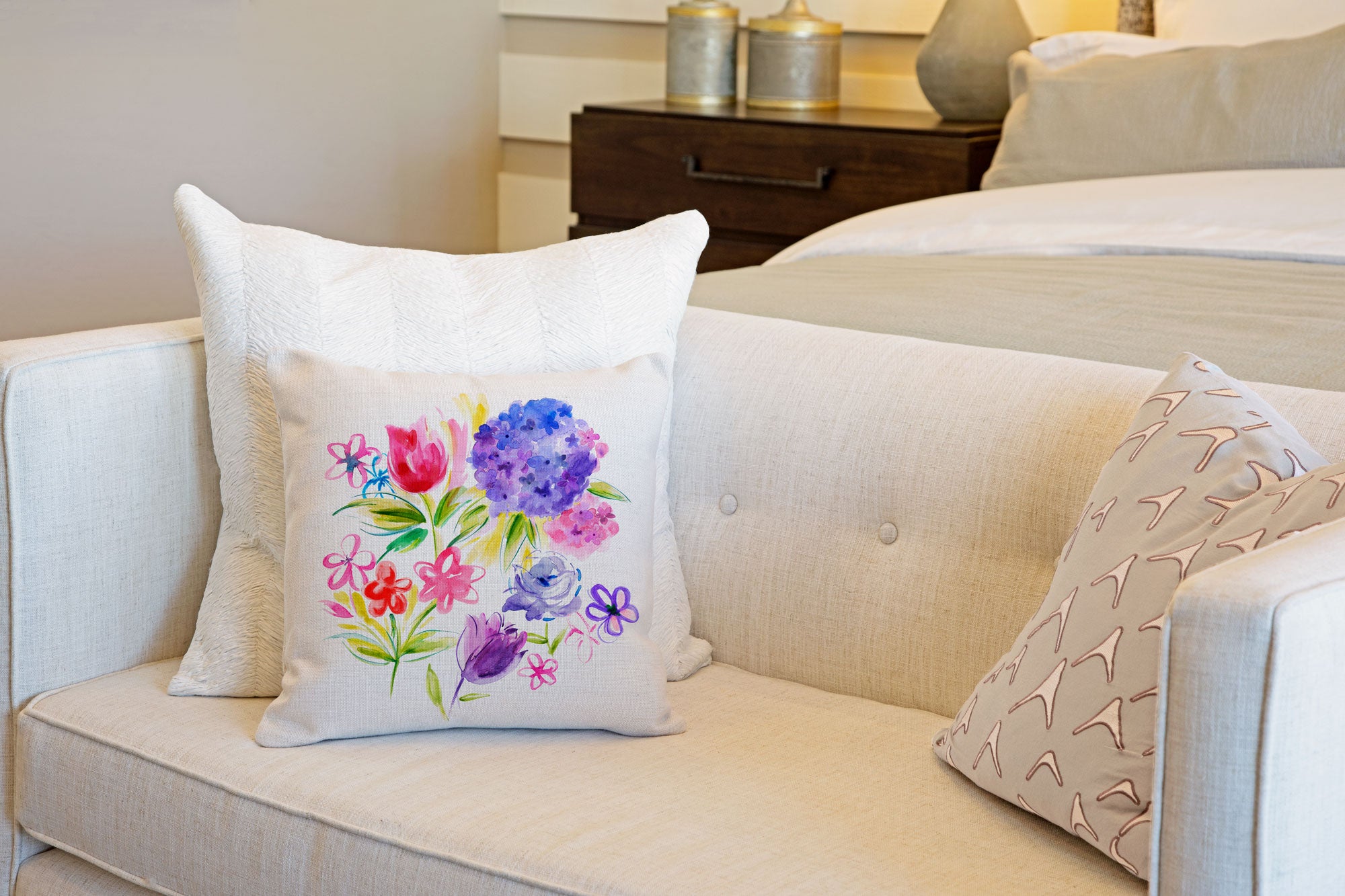 Floral Bouquet Throw Pillow Cover - Decorative Designs Throw Pillow Cover Collection