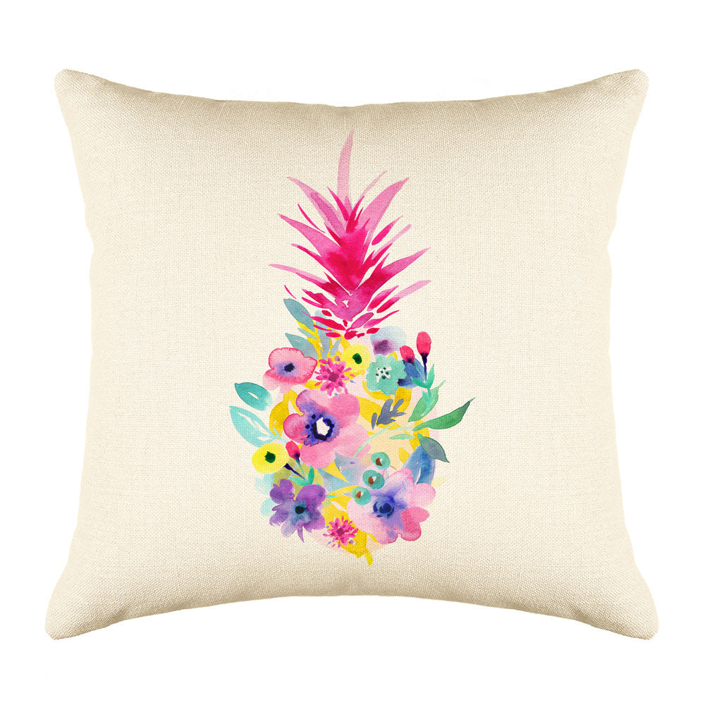 Floral Pineapple Throw Pillow Cover - Coastal Designs Throw Pillow Cover Collection-Di Lewis