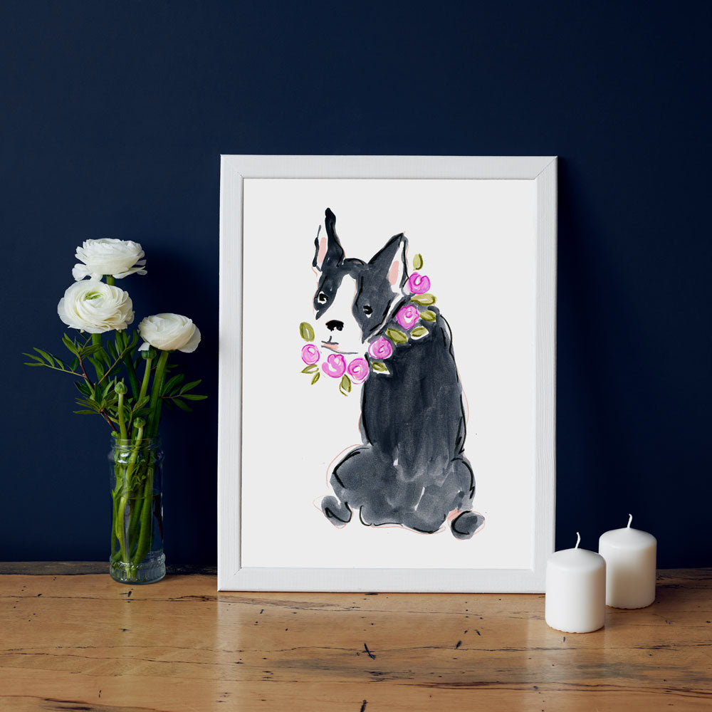 Babette Bulldog Art Print - Dog Illustrations Wall Art Collection-Di Lewis