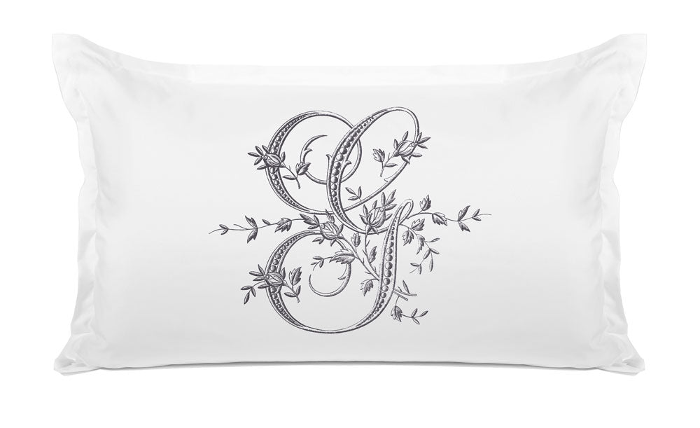 Vintage French Monogram Letter G Pillowcase