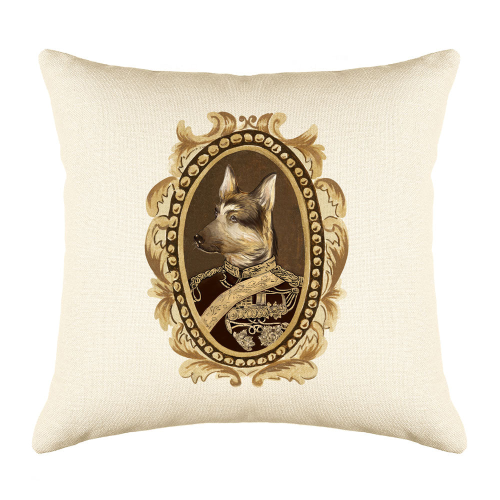 Shepard Portrait Throw Pillow Cover - Dog Illustration Throw Pillow Cover Collection General Shepard Throw Pillow Cover - Dog Illustration Throw Pillow Cover Collection-Di Lewis