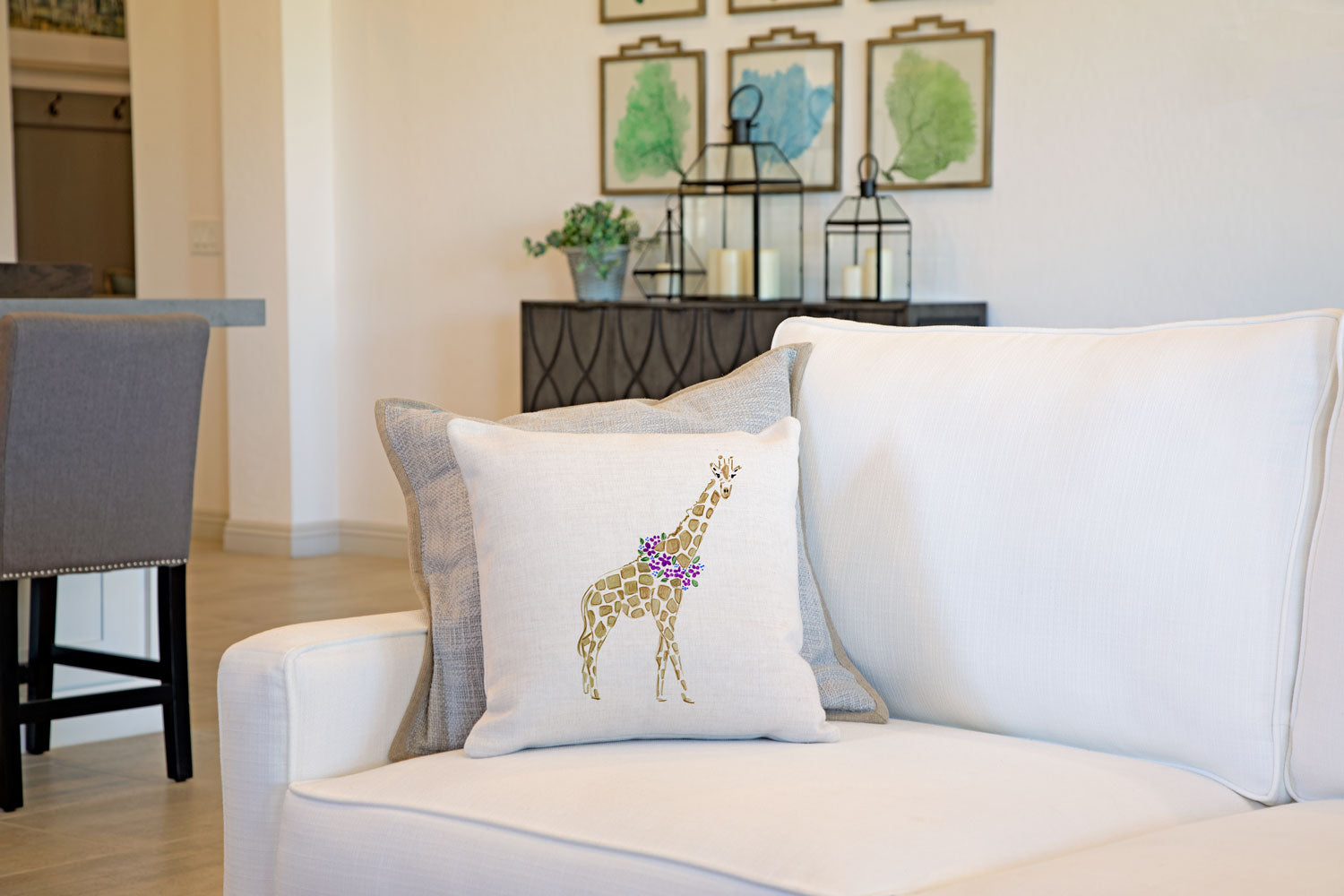 Gina Giraffe Throw Pillow Cover - Animal Illustrations Throw Pillow Cover Collection-Di Lewis