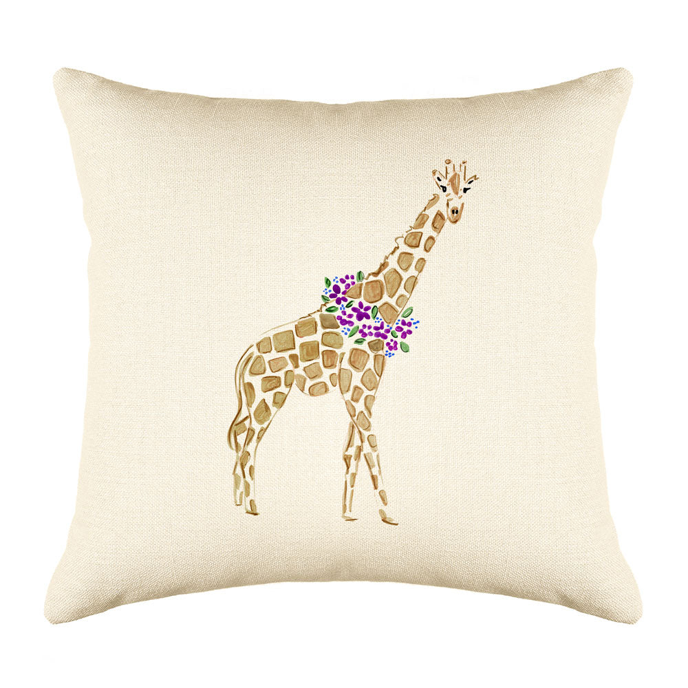 Gina Giraffe Throw Pillow Cover - Animal Illustrations Throw Pillow Cover Collection-Di Lewis