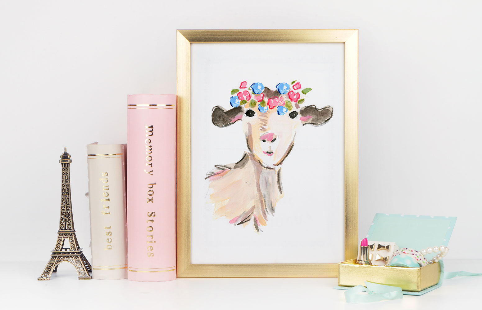 Nanny Goat Art Print - Animal Illustrations Wall Art Collection-Di Lewis