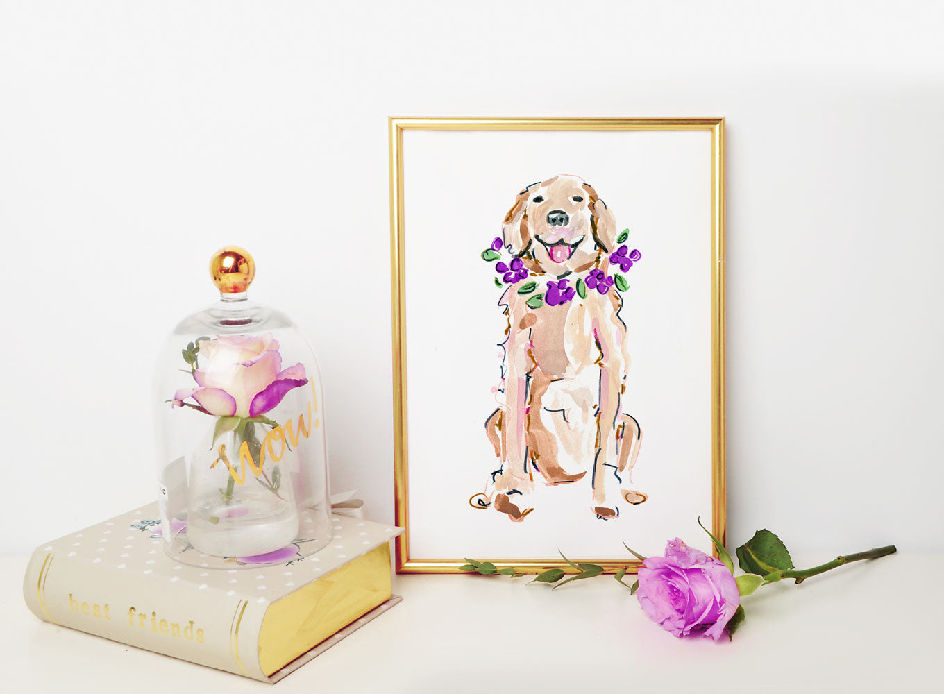 Goldie Retriever Art Print - Dog Illustrations Wall Art Collection-Di Lewis