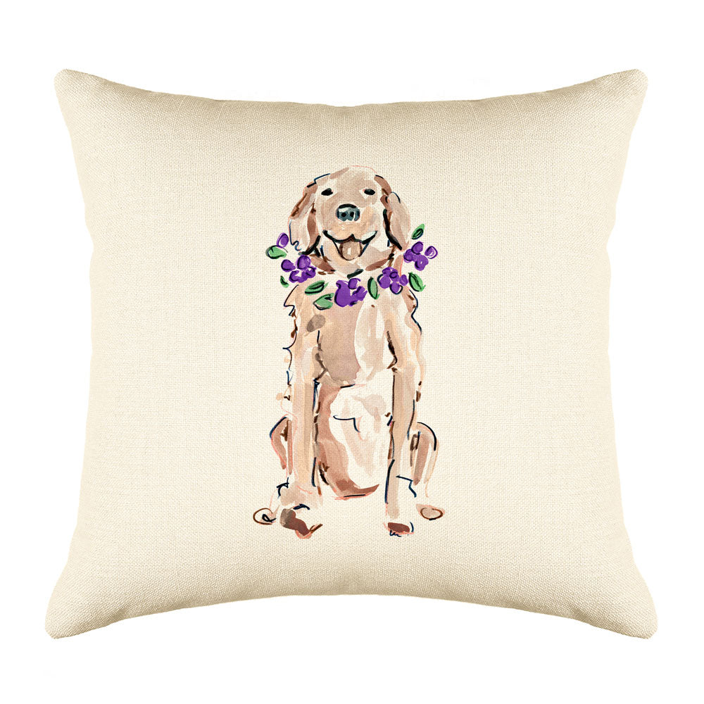 Goldie Retriever Throw Pillow Cover - Dog Illustration Throw Pillow Cover Collection-Di Lewis
