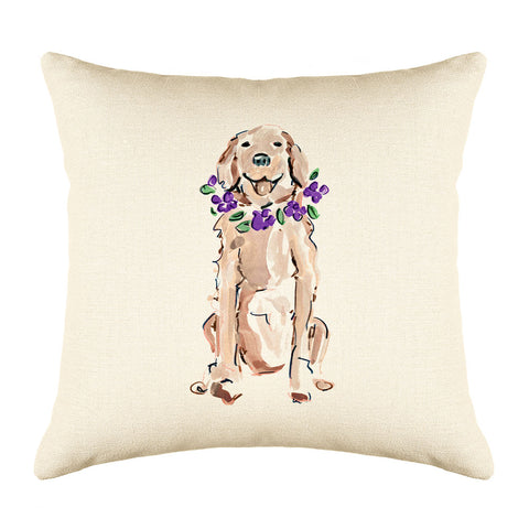Goldie Retriever Throw Pillow Cover - Dog Illustration Throw Pillow Cover Collection-Di Lewis