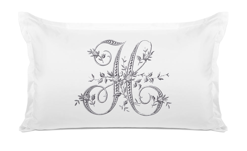 Vintage French Monogram Letter H Pillowcase