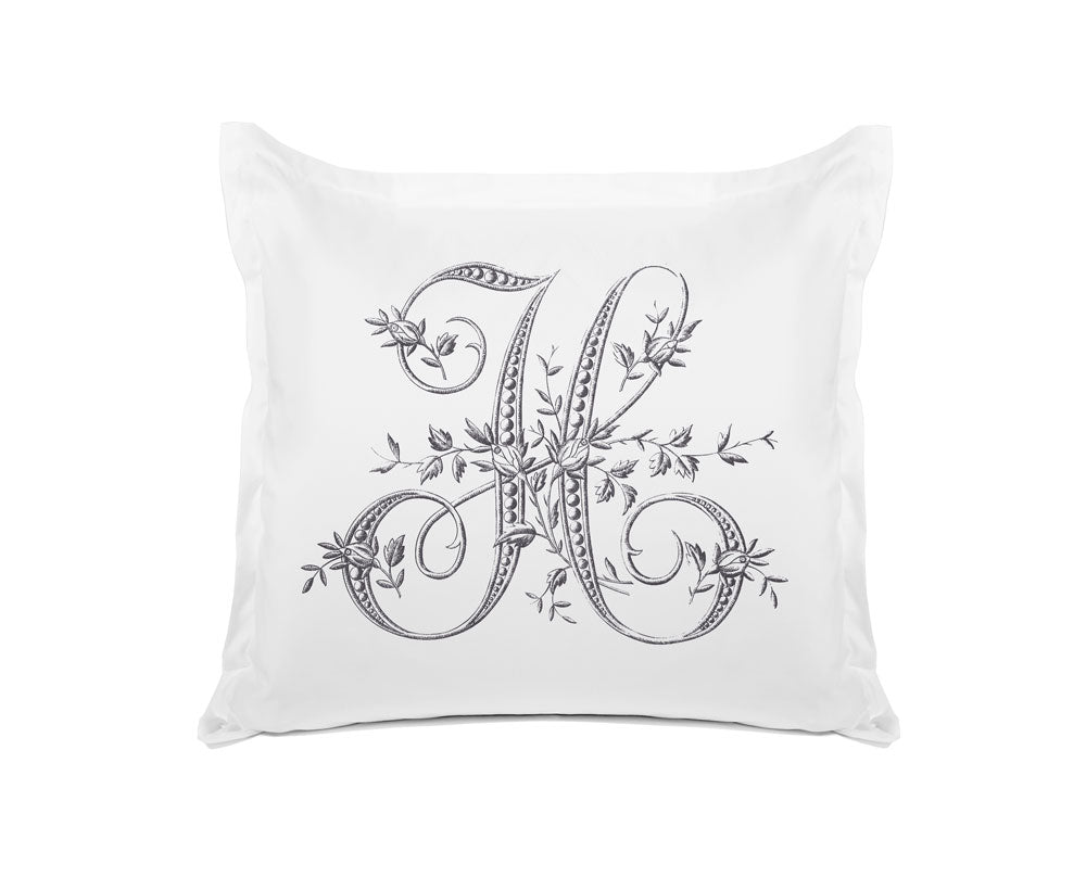 Vintage French Monogram Letter H Pillowcase