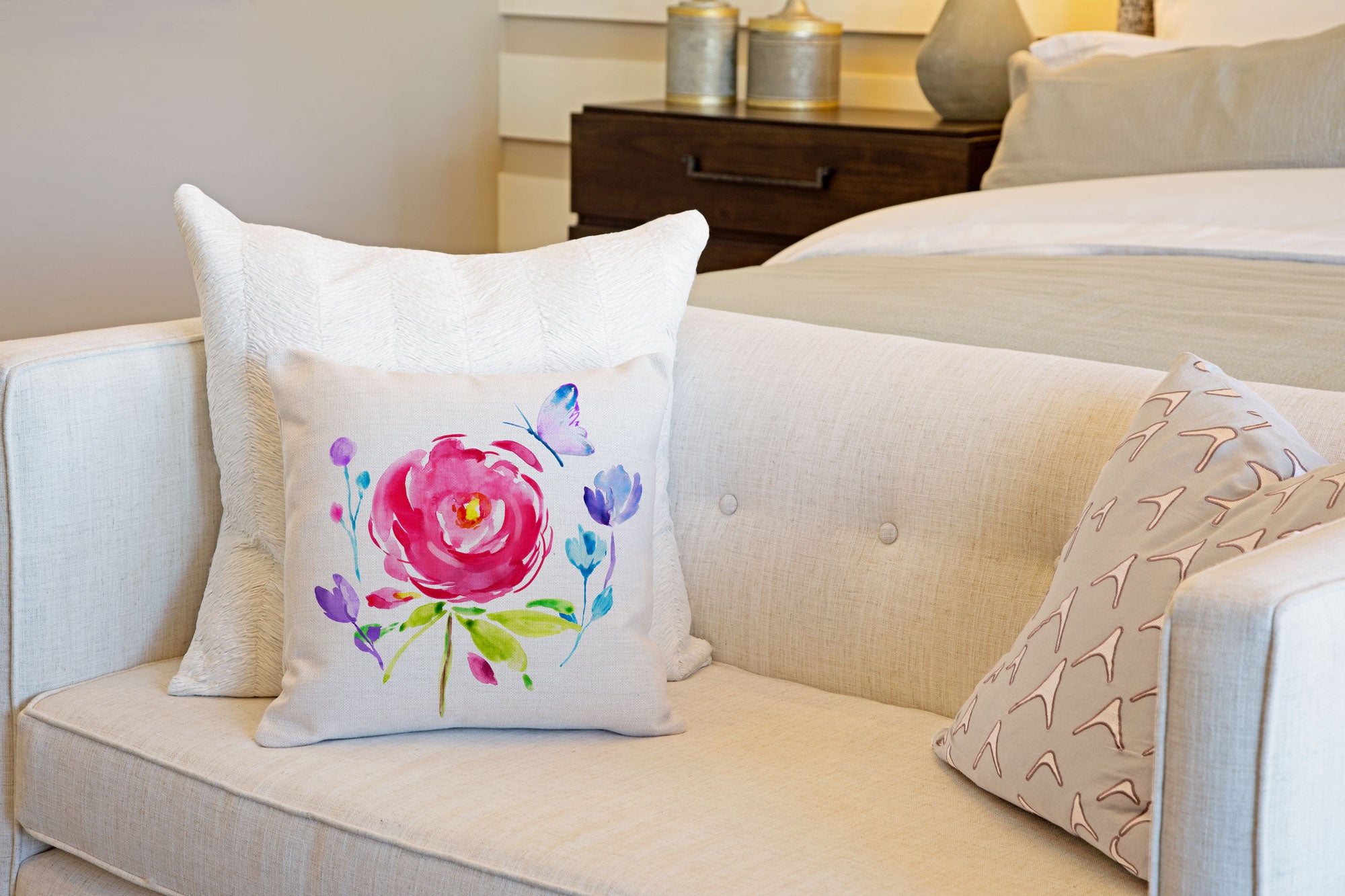 Happy Flower Throw Pillow Cover - Decorative Designs Throw Pillow Cover Collection