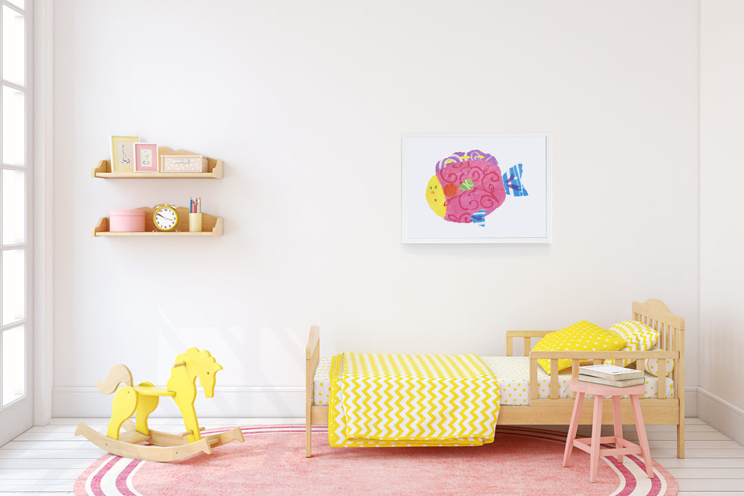 Happy Fish Art Print - Kids Wall Art Collection-Di Lewis