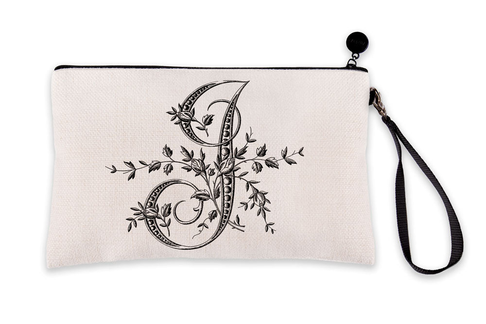 Vintage French Monogram Letter I Makeup Bag