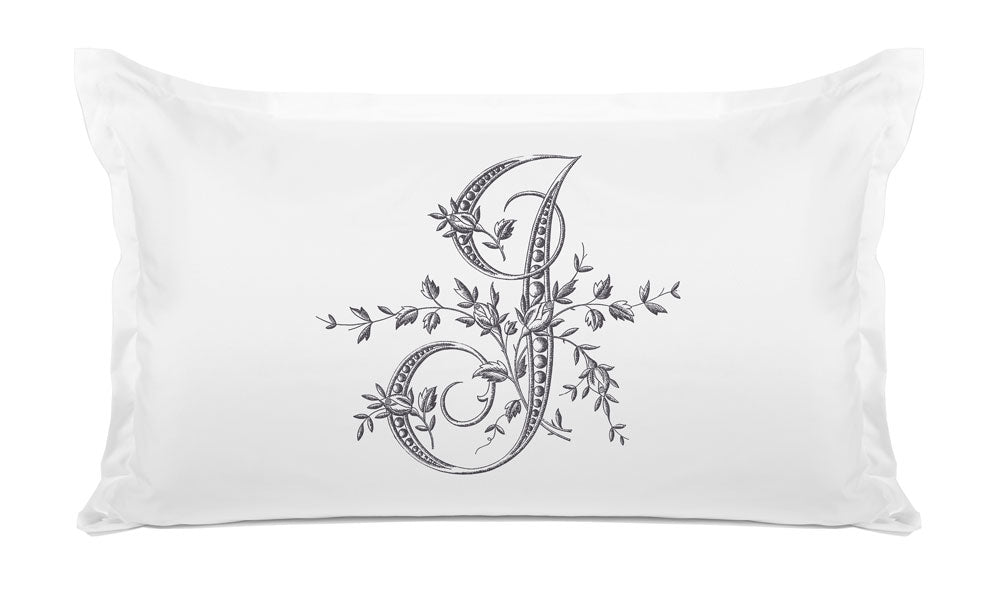 Vintage French Monogram Letter I Pillowcase