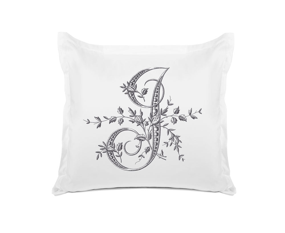 Vintage French Monogram Letter I Pillowcase