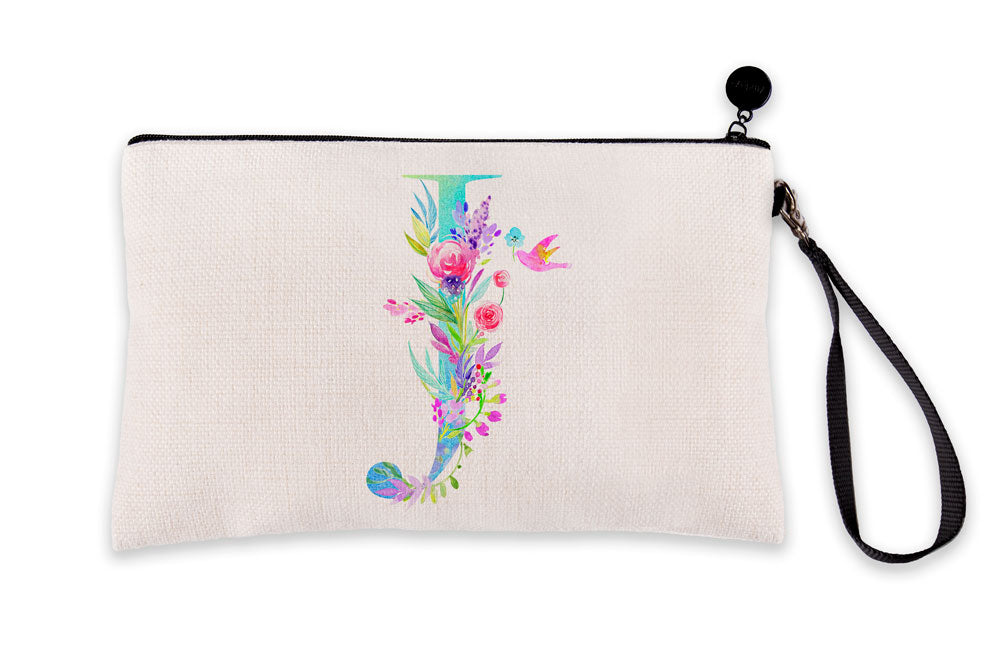 Floral Watercolor Monogram Letter J Makeup Bag Floral Watercolor Monogram Letter J Makeup Bag