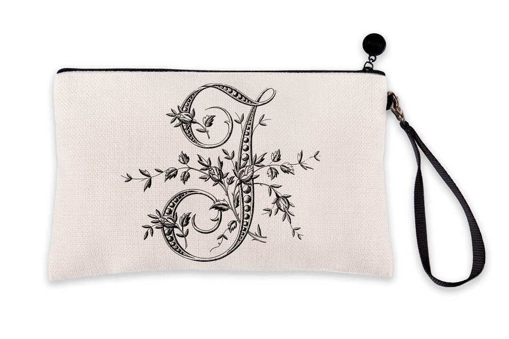 Vintage French Monogram Letter J Makeup Bag