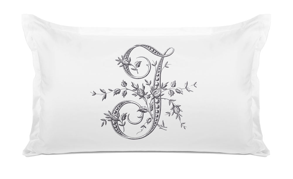 Vintage French Monogram Letter J Pillowcase