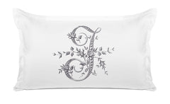 Vintage French Monogram Letter J Pillowcase