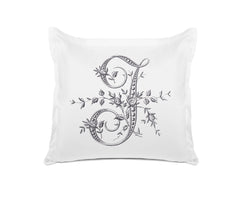 Vintage French Monogram Letter J Pillowcase