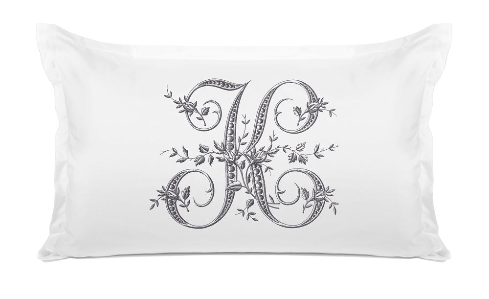 Vintage French Monogram Letter K Pillowcase