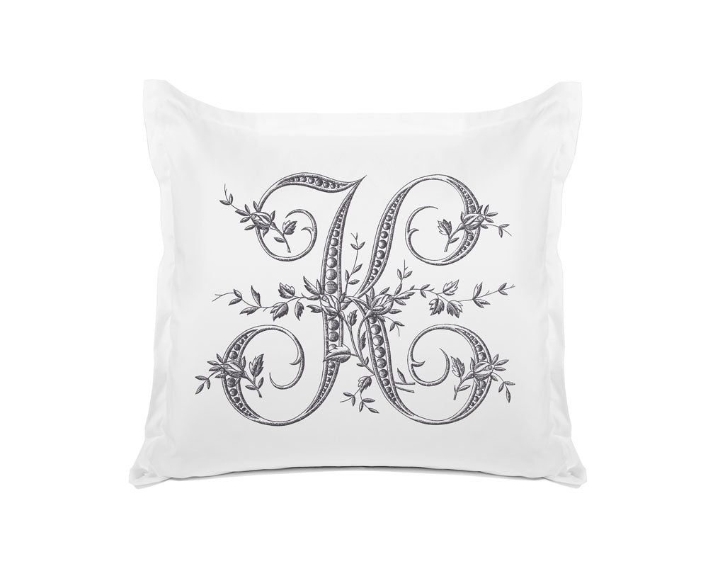 Vintage French Monogram Letter K Pillowcase