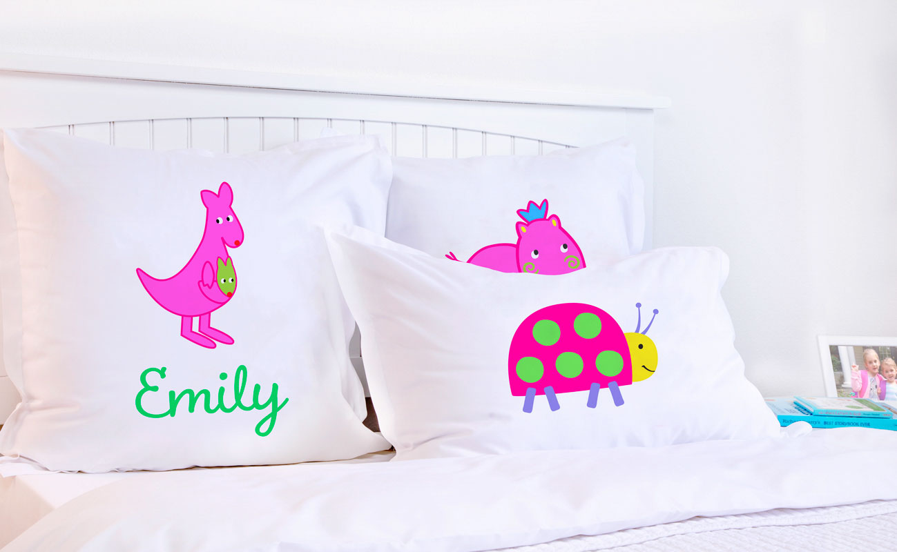 Pink Kangaroo - Personalized Kids Pillowcase Collection