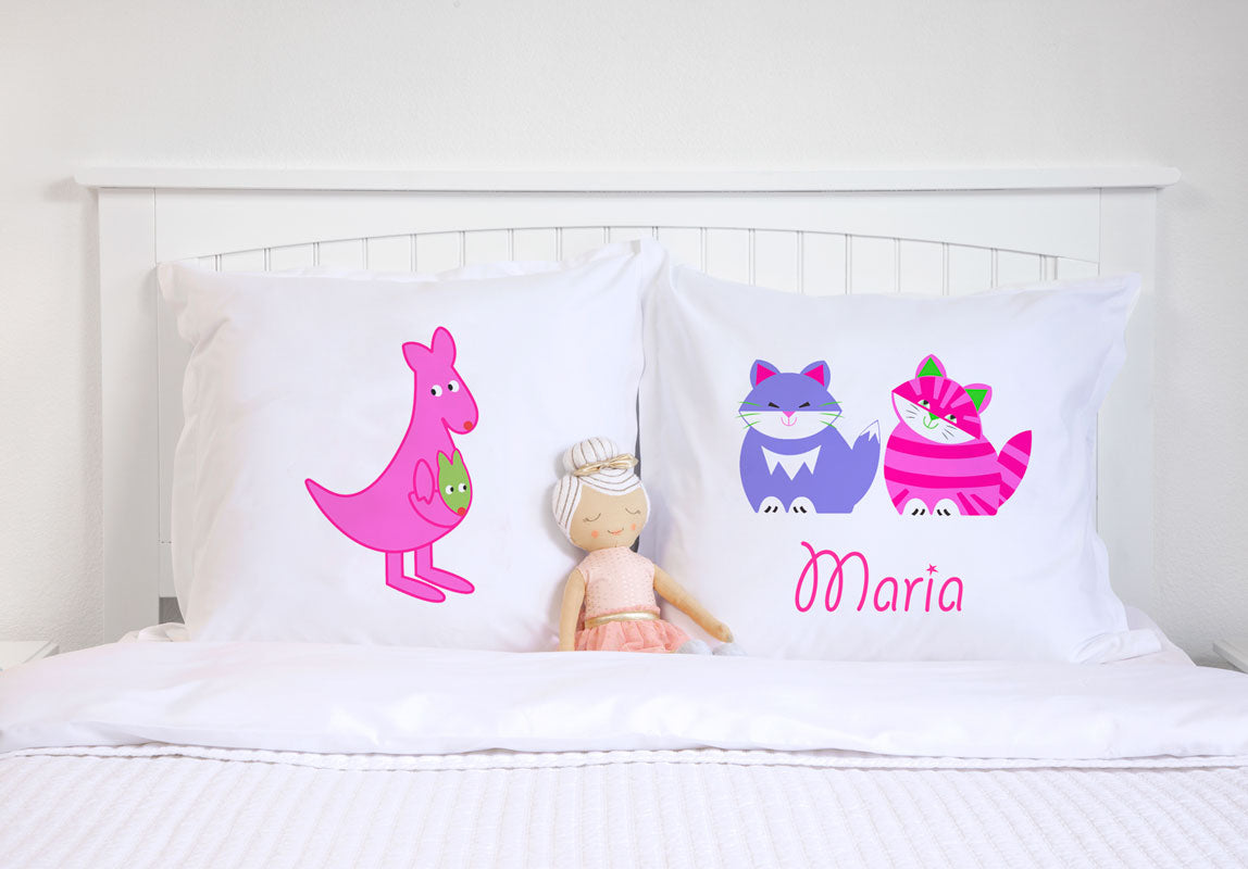 Pink & Purple Cats - Personalized Kids Pillowcase Collection