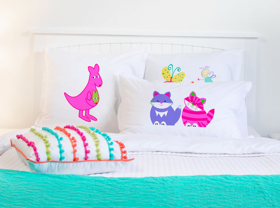 Pink & Purple Cats - Personalized Kids Pillowcase Collection