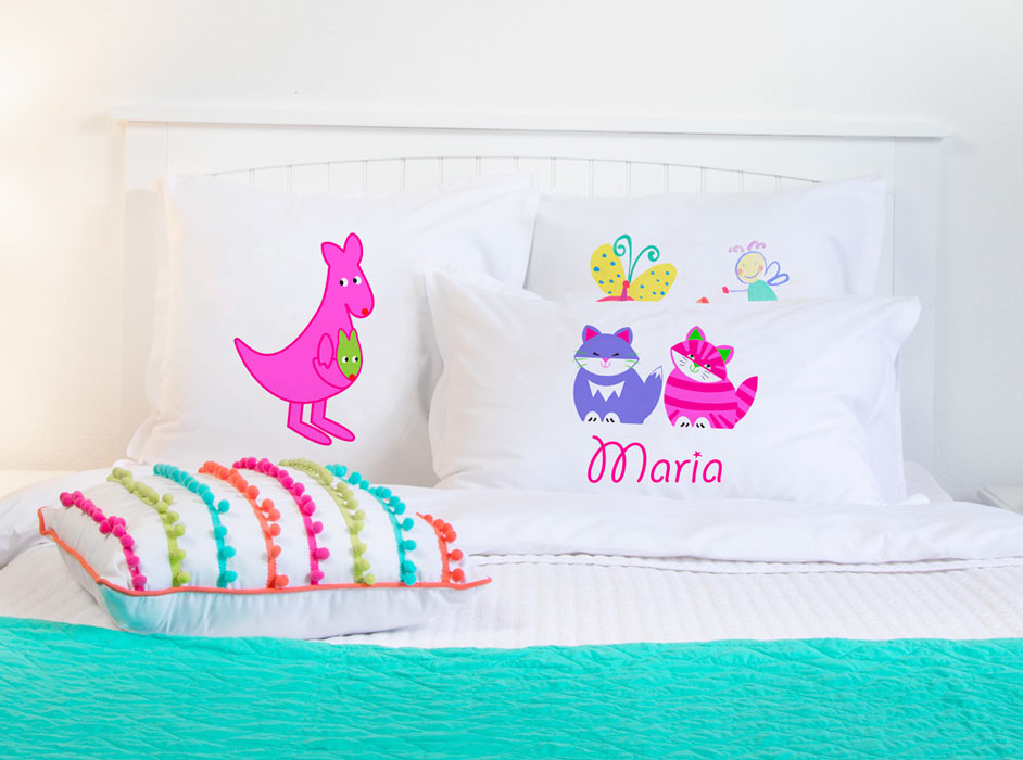 Pink & Purple Cats - Personalized Kids Pillowcase Collection