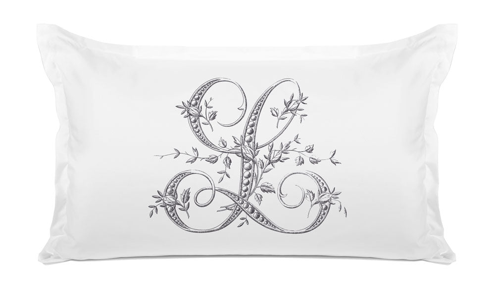 Vintage French Monogram Letter L Pillowcase