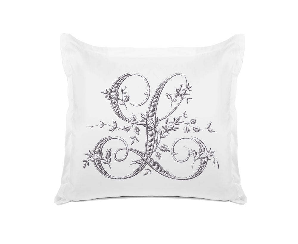 Vintage French Monogram Letter L Pillowcase