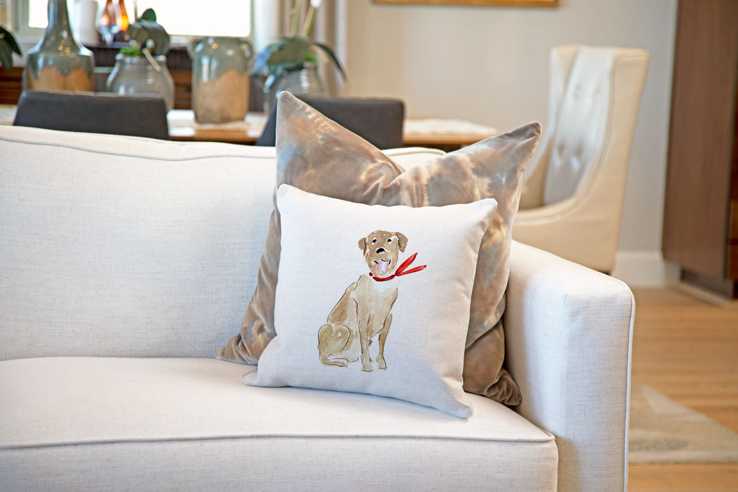 Larry Labrador Throw Pillow Cover - Dog Illustration Throw Pillow Cover Collection-Di Lewis