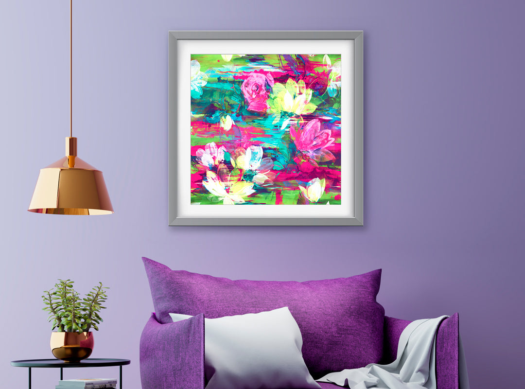 Monet Pink Green Art Print - Impressionist Art Wall Decor Collection-Di Lewis