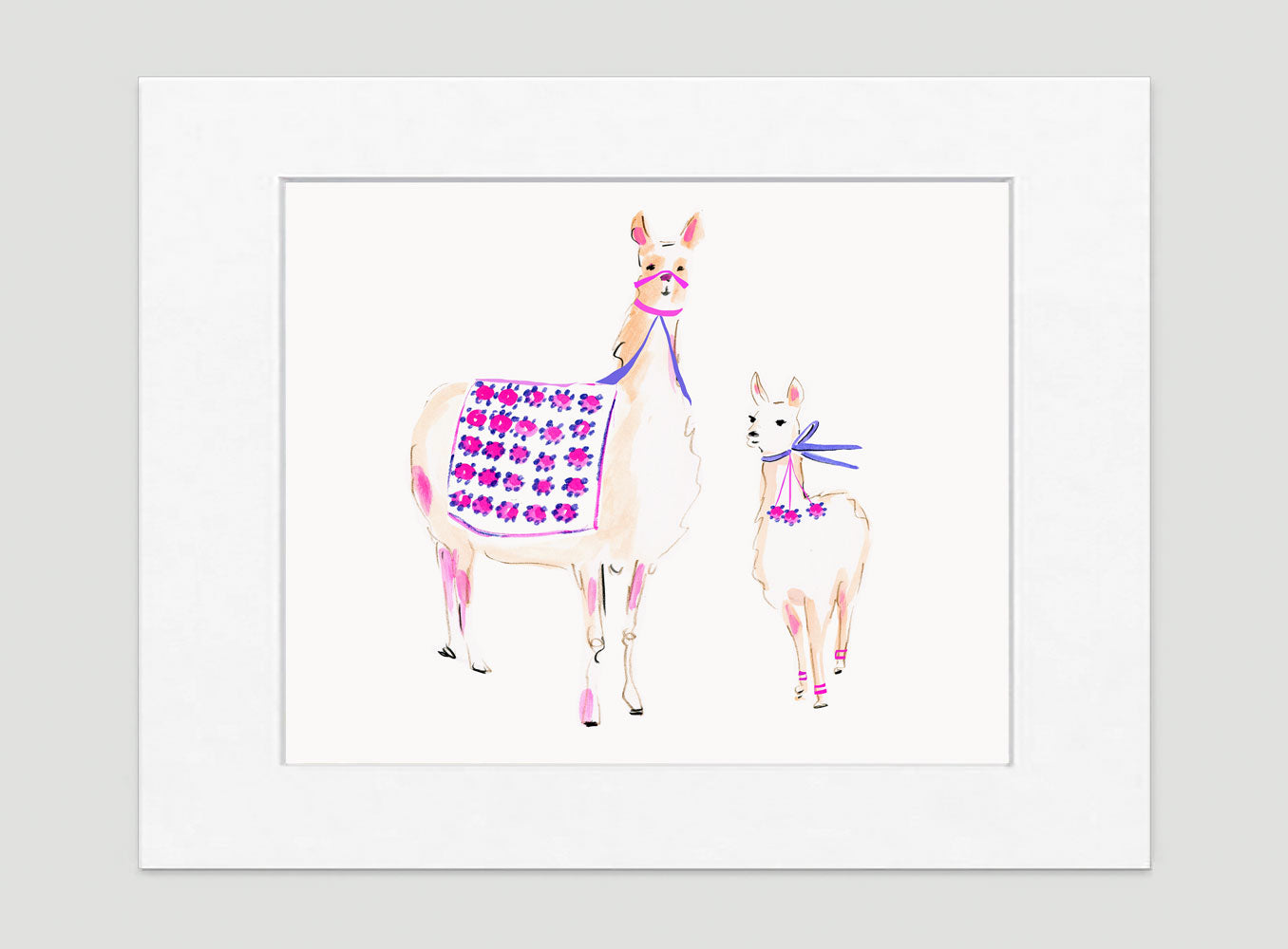 Pinot And Camillia Llama Art Print - Animal Illustrations Wall Art Collection-Di Lewis