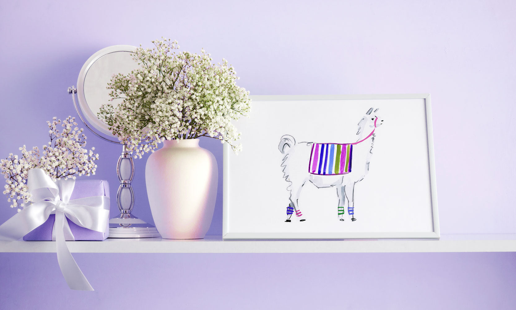 Lana Llama Art Print - Animal Illustrations Wall Art Collection-Di Lewis