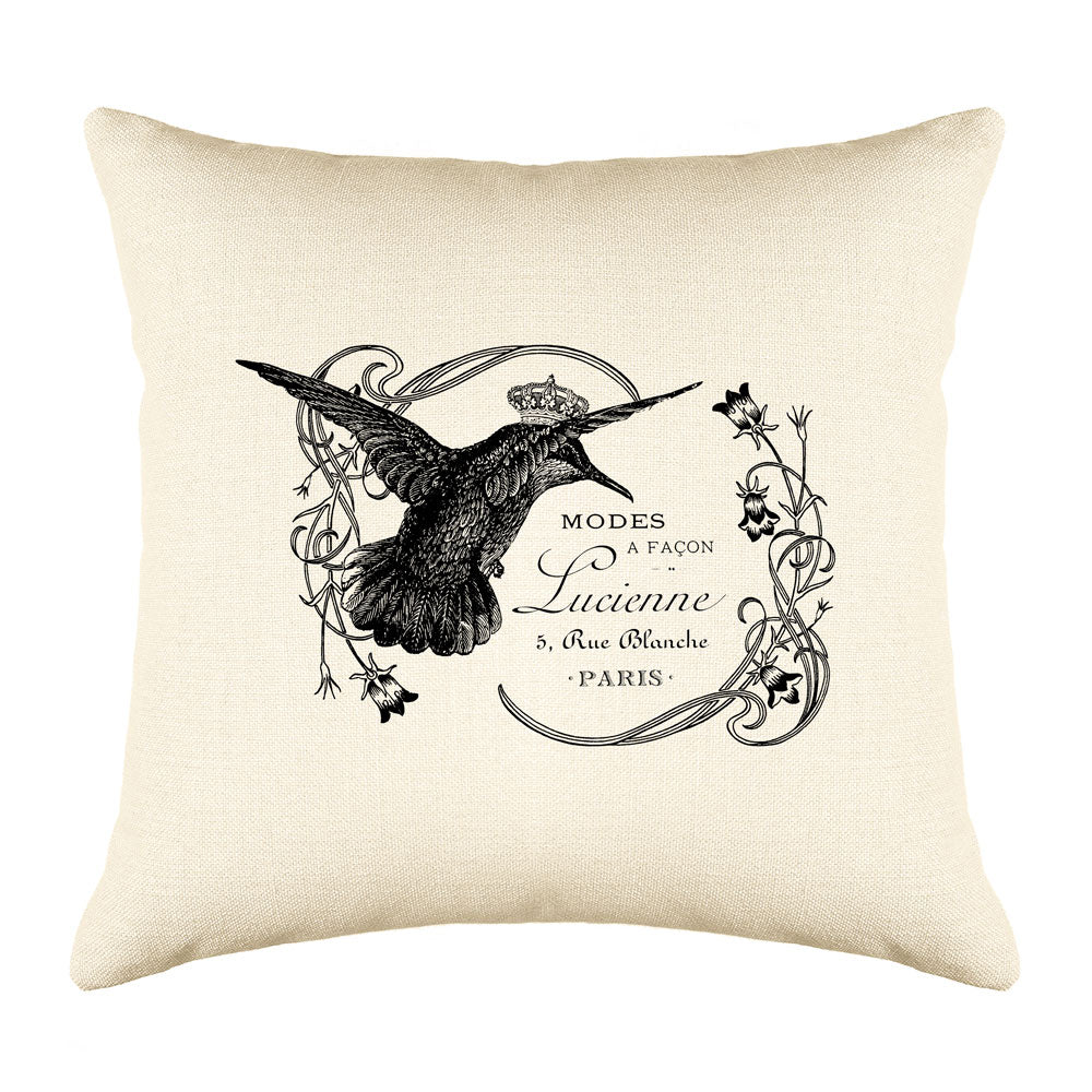 French Hummingbird Throw Pillow Cover - Decorative Designs Throw Pillow Cover Collection Lucienne Hummingbird Throw Pillow Cover - Decorative Designs Throw Pillow Cover Collection-Di Lewis