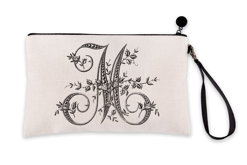 Vintage French Monogram Letter M Makeup Bag